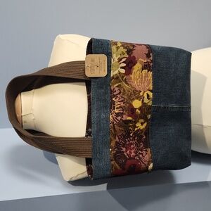 NWT handmade upcycled denim shoulder tote bag